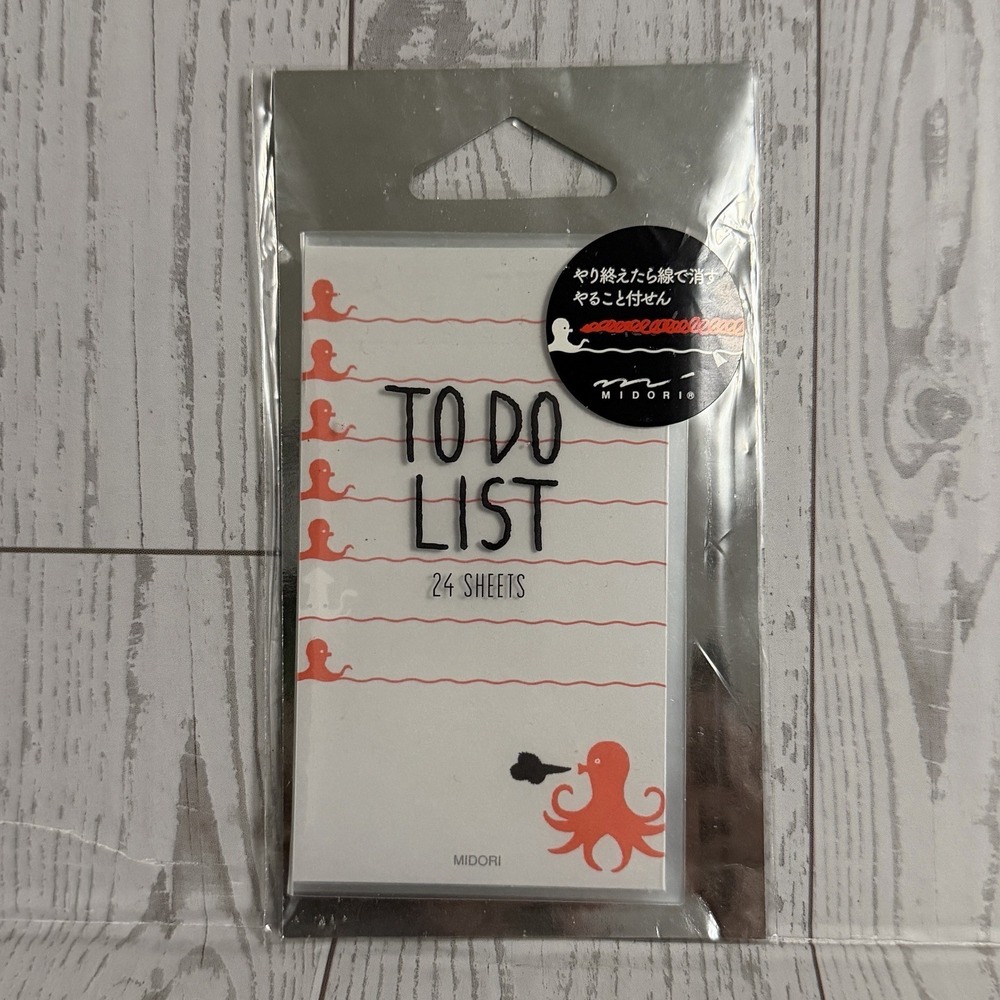 Midori Sticky Notes, To Do List, Octopus‎ Graphic NEW Japan TN Planner Notebook